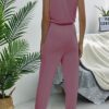 Fashion Casual Solid Frenulum O Neck Straight Jumpsuits