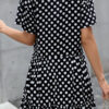 Fashion Casual Dot Split Joint O Neck A Line Dresses