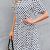 Fashion Casual Dot Split Joint O Neck A Line Dresses