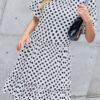 Fashion Casual Dot Split Joint O Neck A Line Dresses