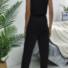 Fashion Casual Solid Frenulum O Neck Straight Jumpsuits