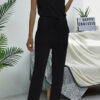 Fashion Casual Solid Frenulum O Neck Straight Jumpsuits