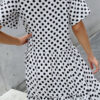 Fashion Casual Dot Split Joint O Neck A Line Dresses