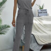 Fashion Casual Solid Frenulum O Neck Straight Jumpsuits