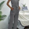 Fashion Casual Solid Frenulum O Neck Straight Jumpsuits