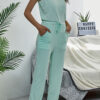 Fashion Casual Solid Frenulum O Neck Straight Jumpsuits