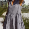 Fashion Street Plaid Split Joint V Neck A Line Dresses