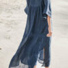 Fashion Casual Solid Split Joint V Neck A Line Dresses