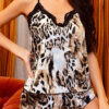 Living Leopard Split Joint Spaghetti Strap Sleeveless Two Pieces