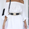 Casual Solid Split Joint Off the Shoulder Waist Skirt Dresses