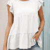 Fashion Casual Solid Split Joint O Neck Tops