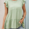 Fashion Casual Solid Split Joint O Neck Tops