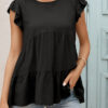 Fashion Casual Solid Split Joint O Neck Tops