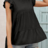 Fashion Casual Solid Split Joint O Neck Tops