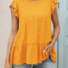 Fashion Casual Solid Split Joint O Neck Tops