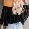 Fashion Sweet Solid Split Joint Off the Shoulder Tops