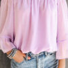 Fashion Sweet Solid Split Joint Off the Shoulder Tops