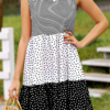 Casual Striped Dot Split Joint Pullovers O Neck A Line Dresses