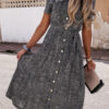 Fashion Street Print Split Joint Turndown Collar A Line Dresses