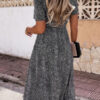 Fashion Street Print Split Joint Turndown Collar A Line Dresses