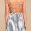 Fashion Sweet Striped Backless V Neck A Line Dresses