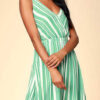 Fashion Sweet Striped Backless V Neck A Line Dresses