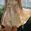 Fashion Street Print Split Joint Spaghetti Strap A Line Dresses