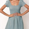 Fashion Casual Solid Split Joint Square Collar Pleated Dresses