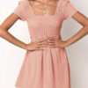 Fashion Casual Solid Split Joint Square Collar Pleated Dresses