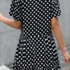 Fashion Elegant Dot Split Joint O Neck A Line Dresses