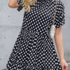 Fashion Elegant Dot Split Joint O Neck A Line Dresses