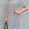 Fashion Elegant Dot Split Joint O Neck A Line Dresses