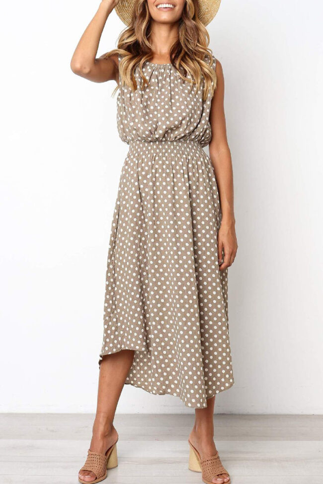 Fashion Street Dot Split Joint O Neck Irregular Dresses