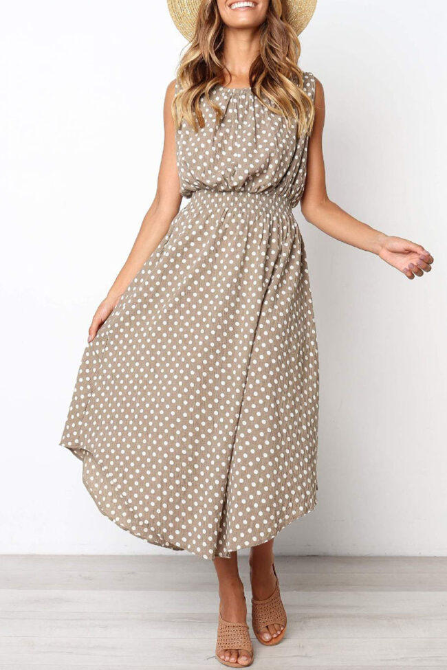 Fashion Street Dot Split Joint O Neck Irregular Dresses