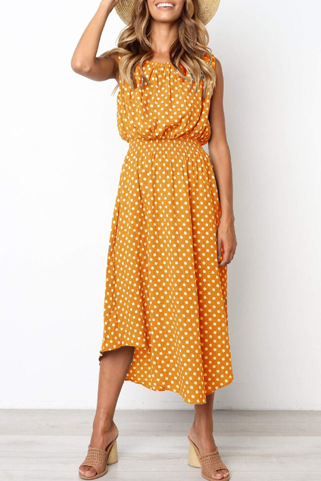 Fashion Street Dot Split Joint O Neck Irregular Dresses