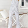 Fashion Street Striped Backless Spaghetti Strap Loose Jumpsuits