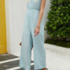 Fashion Casual Split Joint O Neck Loose Jumpsuits