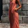 Fashion Casual Solid Split Joint O Neck Loose Jumpsuits