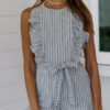 Casual Striped Split Joint Backless Halter Loose Jumpsuits
