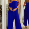 Fashion Casual Solid Split Joint Spaghetti Strap Loose Jumpsuits