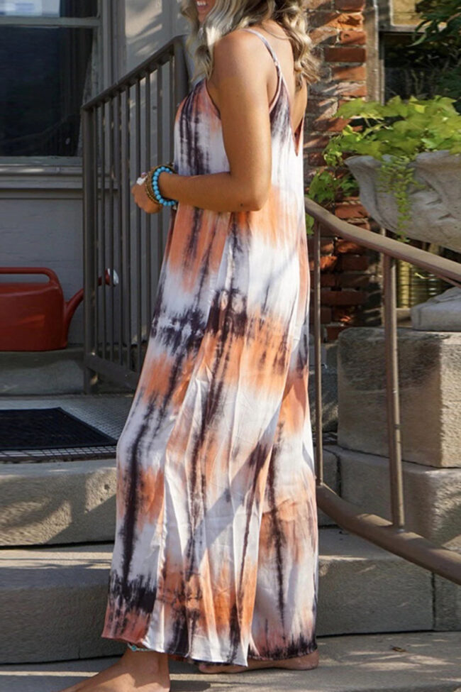 Fashion Street Tie Dye Spaghetti Strap Printed Dresses