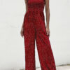 Fashion Street Dot Split Joint Spaghetti Strap Loose Jumpsuits