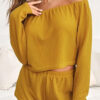 Fashion Simplicity Solid Off the Shoulder Long Sleeve Two Pieces