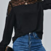 Fashion Street Solid Split Joint O Neck Tops