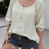 Fashion Casual Solid Split Joint V Neck Tops