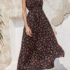 Fashion Street Print Split Joint V Neck A Line Dresses