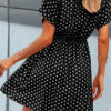 Fashion Street Dot Split Joint Turndown Collar A Line Dresses