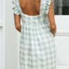 Fashion Casual Plaid Split Joint Square Collar Princess Dresses