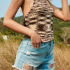 Fashion Street Print Backless Spaghetti Strap Tops