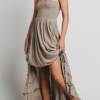 Bohemian Solid Frenulum Backless Halter Waist Skirt Dresses